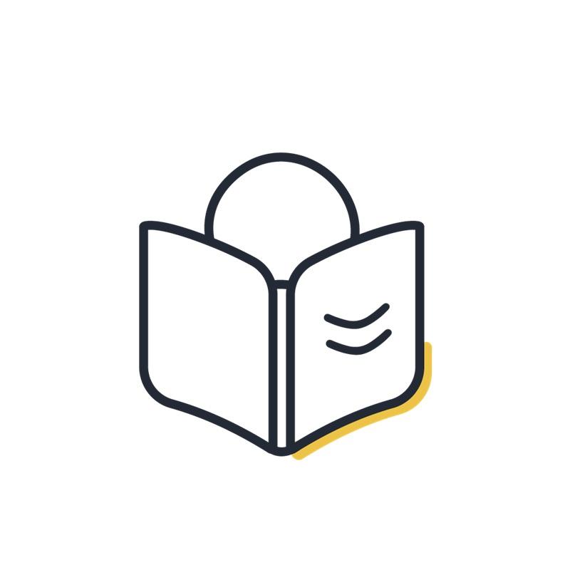 icon Kopf hinter Buch