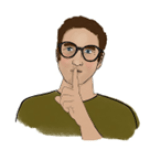 Eine Person hält sich den Zeigefinger vor den Mund.