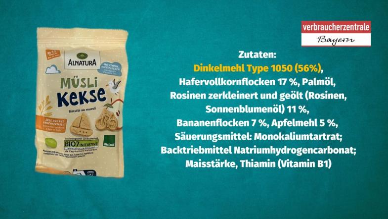 Produktfoto von Kinderkeksen mit der Zutatenliste