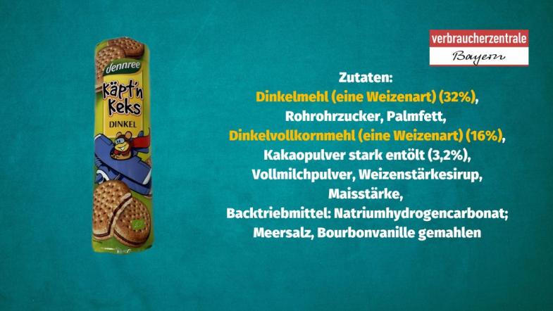 Produktfoto von Kinderkeksen mit der Zutatenliste