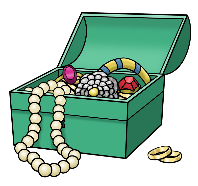 grüner Kasten mit Schmuck