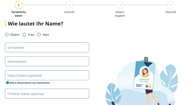 Screenshot der Datenanforderung bei der Schufa